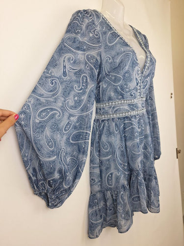 Second-Hand - Sage + Paige Soft Blue Occasion Mini Dress Size 8 - SwapUp