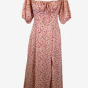 Second-Hand - Atmos & Here Feminine Ruched Soft Pink Midi Dress Size 8 - SwapUp