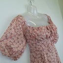 Second-Hand - Atmos & Here Feminine Ruched Soft Pink Midi Dress Size 8 - SwapUp