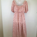 Second-Hand - Atmos & Here Feminine Ruched Soft Pink Midi Dress Size 8 - SwapUp