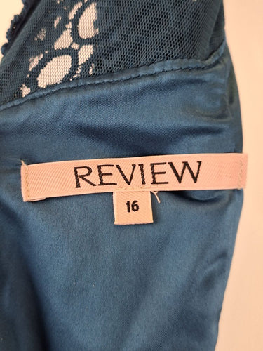Second-Hand - Review Agean Broderie Gathered Cocktail Mini Dress Size 16 - SwapUp