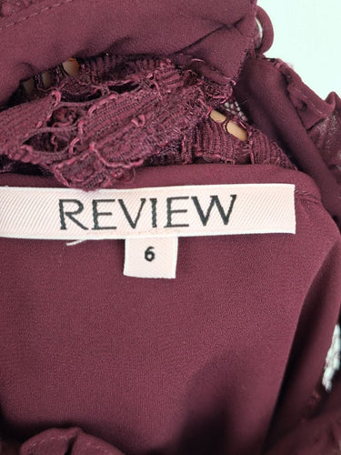 Second-Hand - Review Frilly Lace Berry Sleeveless Top Size 6 - SwapUp