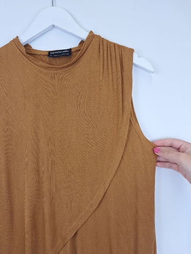 Second-Hand - The Fifth Label Deep Caramel Sleeveless Draped Top Size XS - SwapUp