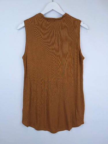 Second-Hand - The Fifth Label Deep Caramel Sleeveless Draped Top Size XS - SwapUp