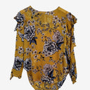 Second-Hand - Witchery Frilly Mustard Floral Blouse Size 6 - SwapUp