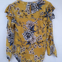 Second-Hand - Witchery Frilly Mustard Floral Blouse Size 6 - SwapUp
