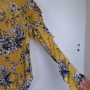 Second-Hand - Witchery Frilly Mustard Floral Blouse Size 6 - SwapUp