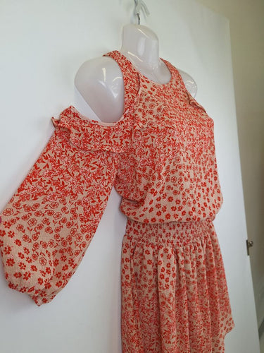 Second-Hand - Seed Frilly Cherry Blossom Cutout Mini Dress Size 6 - SwapUp