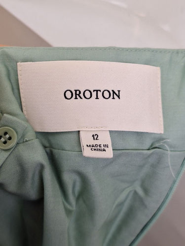 Second-Hand - Oroton Seafoam Pleated Summer Midi Dress Size 12 - SwapUp