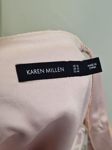 Second-Hand - Karen Millen Blush Lace Floral Embroidered Dress Size 16 - SwapUp