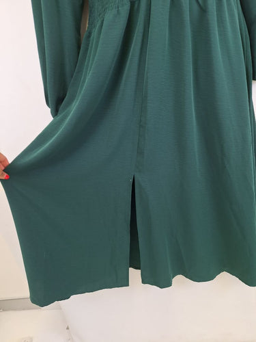 Second-Hand - Atmos & Here Forest Green Deep V Neck Dress Size 20 - SwapUp