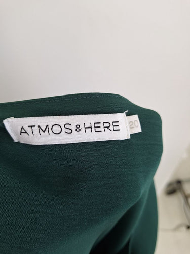 Second-Hand - Atmos & Here Forest Green Deep V Neck Dress Size 20 - SwapUp