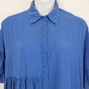 Second-Hand - Bohemian Sapphire Blue Cotton Asymmetrical Dress Size XXL - SwapUp