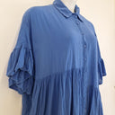 Second-Hand - Bohemian Sapphire Blue Cotton Asymmetrical Dress Size XXL - SwapUp