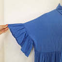Second-Hand - Bohemian Sapphire Blue Cotton Asymmetrical Dress Size XXL - SwapUp