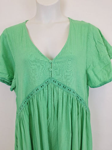 Second-Hand - Bohemian Green Apple Cotton Dress Size XXXL - SwapUp