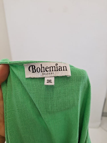 Second-Hand - Bohemian Green Apple Cotton Dress Size XXXL - SwapUp