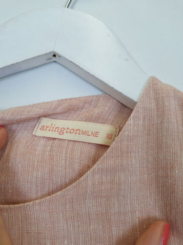 Second-Hand - Arlington Milne Apricot Linen V Panel Blouse Size XS - SwapUp