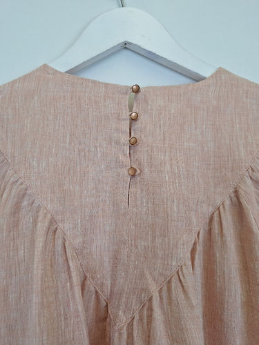 Second-Hand - Arlington Milne Apricot Linen V Panel Blouse Size XS - SwapUp