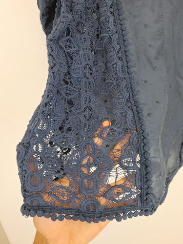 Second-Hand - Binny Muted Navy Lace Blouse Size 8 - SwapUp