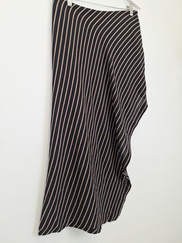 Second-Hand - Christopher Esber Navy Woven Asymmetrical Maxi Skirt Size 12 - SwapUp