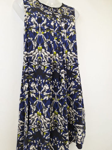 Second-Hand - Marcs Silk Blue Moth Midi Dress Size 8 - SwapUp