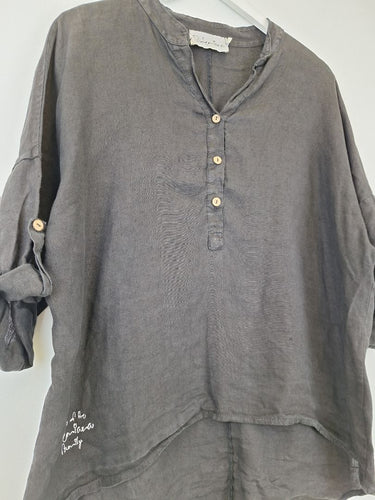 Second-Hand - Bohemiana Relaxed Drop Shoulder Linen Shirt Size S - SwapUp