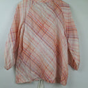 Second-Hand - Elms + King Peach Pink Plaid Tie Front Blouse Size M - SwapUp
