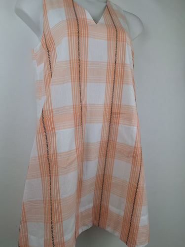 Second-Hand - Binny Apricot Galloping Plaid Shift Mini Dress Size 12 - SwapUp