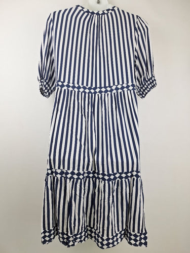Second-Hand - Threadz Harlequin Stripe Tier Dress Midi Dress Size M - SwapUp