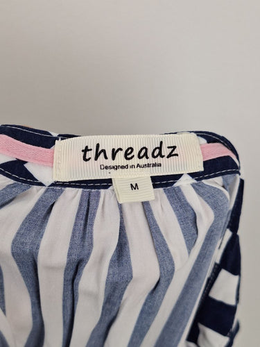 Second-Hand - Threadz Harlequin Stripe Tier Dress Midi Dress Size M - SwapUp