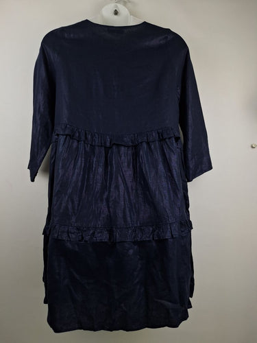 Second-Hand - Alessandra 'Wet Look' Midnight Midi Dress Size M - SwapUp