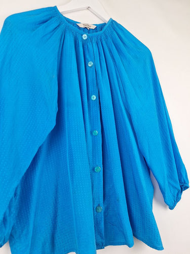 Second-Hand - Tucker Azure Pure Silk Blouse Size S - SwapUp
