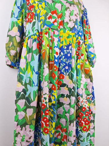 Second-Hand - Variety Hour Vibrant Garden Party Comfy Linen Mini Dress Size XS - SwapUp
