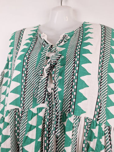 Second-Hand - Little Tienda Green Aztec Mini Dress One Size - SwapUp