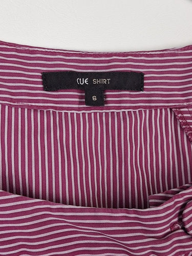 Second-Hand - Cue Neat Frilly Purple Striped Top Size 6 - SwapUp