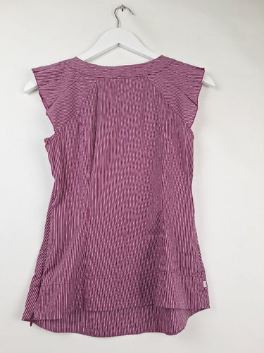 Second-Hand - Cue Neat Frilly Purple Striped Top Size 6 - SwapUp