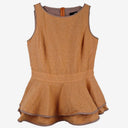 Second-Hand - Cue Tweed Like Linen Blend Peplum Top Size 6 - SwapUp