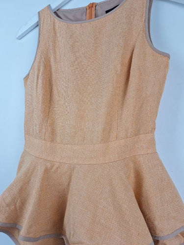 Second-Hand - Cue Tweed Like Linen Blend Peplum Top Size 6 - SwapUp