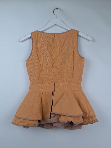 Second-Hand - Cue Tweed Like Linen Blend Peplum Top Size 6 - SwapUp