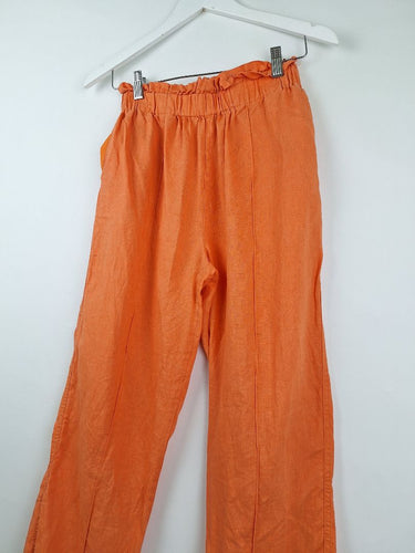 Second-Hand - Seed Orange Linen Paper Bag Pants Size 6 - SwapUp