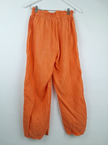 Second-Hand - Seed Orange Linen Paper Bag Pants Size 6 - SwapUp