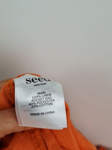 Second-Hand - Seed Orange Linen Paper Bag Pants Size 6 - SwapUp
