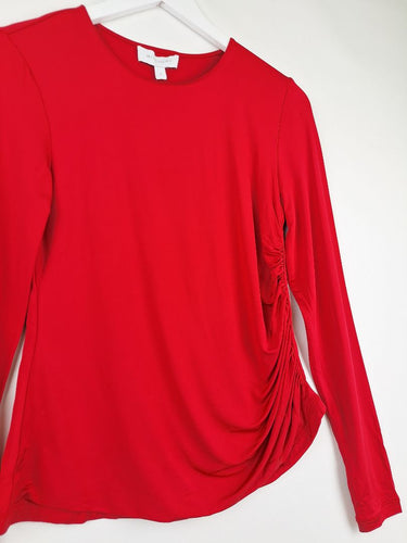 Second-Hand - Witchery Ruby Ruched Long Sleeve Top Size S - SwapUp