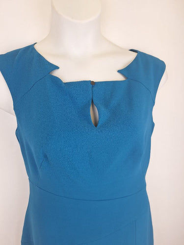 Second-Hand - Cue Fitted Sleeveless Office Midi Dress Size 12 - SwapUp