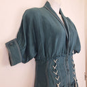 Second-Hand - Aje Emerald Silk Linen Corset Maxi Dress Size 12 - SwapUp