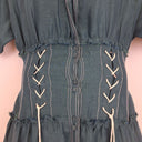 Second-Hand - Aje Emerald Silk Linen Corset Maxi Dress Size 12 - SwapUp