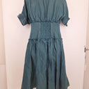 Second-Hand - Aje Emerald Silk Linen Corset Maxi Dress Size 12 - SwapUp