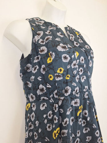Second-Hand - Cue Petrol Blue Floral Midi Dress Size 14 - SwapUp