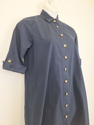 Second-Hand - Trenery Navy Button Up Mini Dress Size 12 - SwapUp